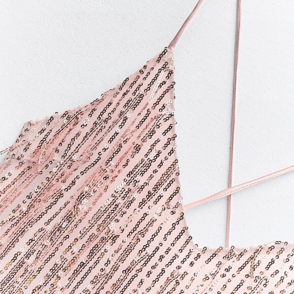 Elegant Pink Sequin and fringe Dress - Picture 3 of 5